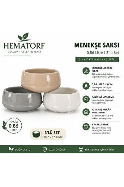 Hematorf Menekşe Saksı 0,86 lt -2 li set