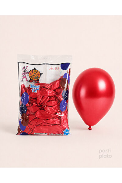 HBK Balon Metallic 12" Balloon Hbk Red 100Pcs