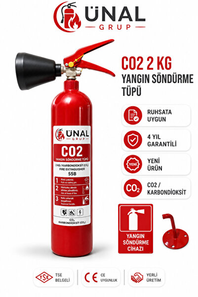 ünalgrup 2 kg Karbondioksit (cq2) Gazlı Yangın Söndürme Tüpü + Levha Kolay Mo...