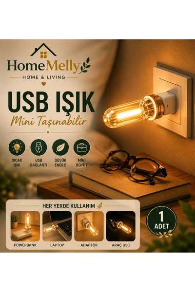 btm home USB Mini LED Ambiyans Işığı Şeffaf Filament Tasarım Gece Lambası 1 A...