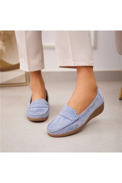 Belle Women Mocasini de damă din piele ecologică, albaștri