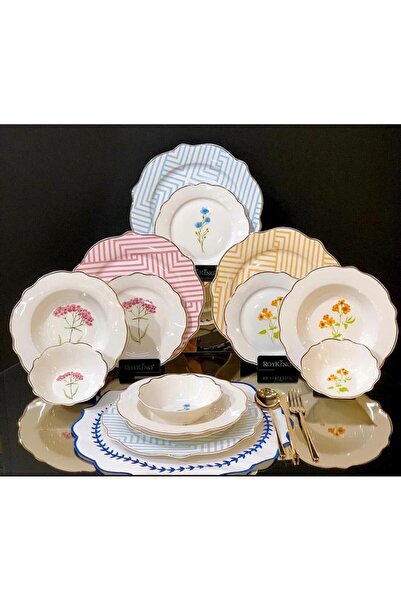 Onedekor 24 Parça 6 Kişilik Porselen Yemek Takımı Flower Line
