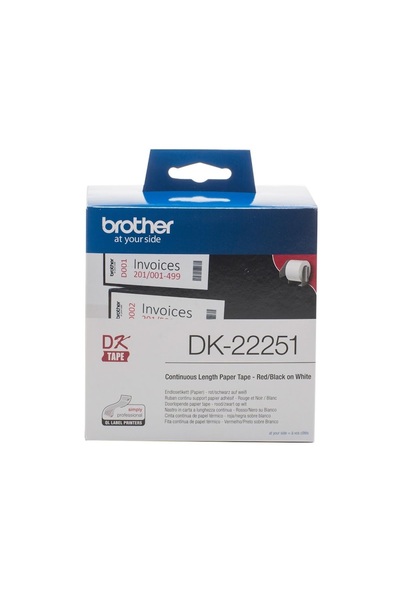 Brother DK-22251 Label Roll, Continuous Length Paper, Black/Red on White, Sin...