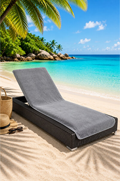 DensHaus Dark Gray Anthracite Sunbed Beach Towel Cotton