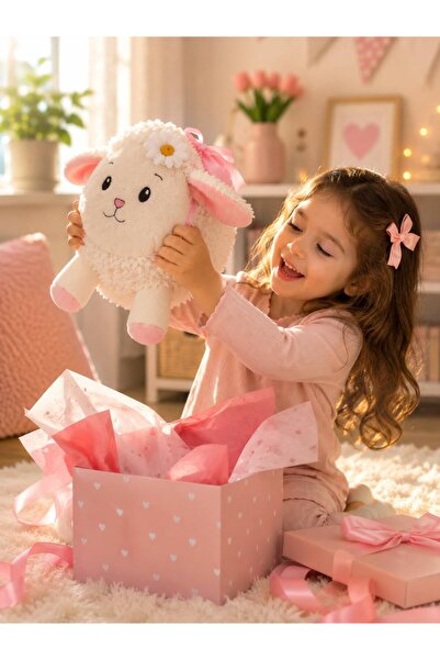 hey me: lisa Sevimli Kuzu 30 cm Krem Kuzucuk Peluş Oyuncak ve Uyku Arkadaşı