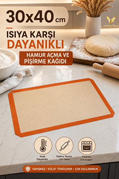 VİSLUNA (1 Piece) Baking Mat Oven-Safe Self-Oiling Silicone Non-Flammable and...