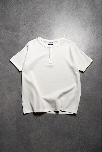 Crupt Studio White Waffle Henley Men's T-Shirt
