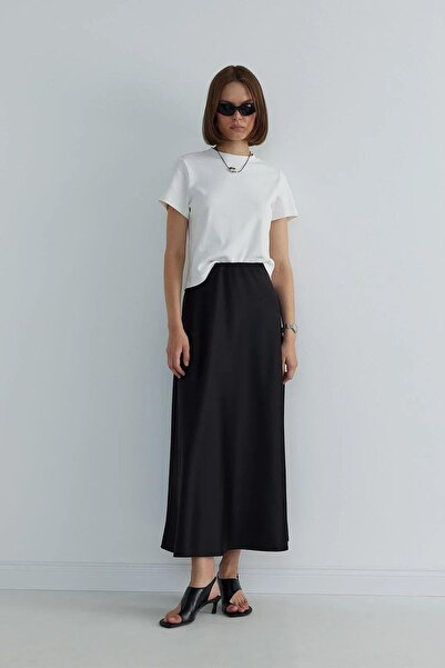Suud Collection Siyah Saten Etek