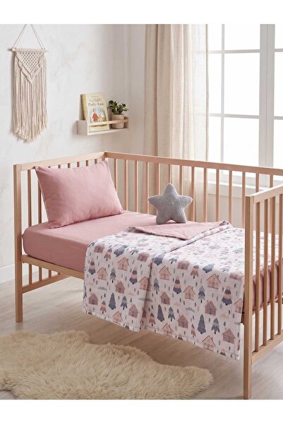 Terzi Ömer Double Layer Forest Houses Patterned Muslin Blanket Baby Bedding S...