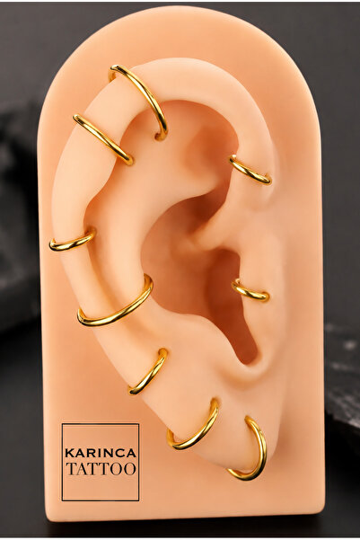 Karınca Piercing Altın Rengi Gold Halka Tragus Piercing Kulak Anti Helix Sept...