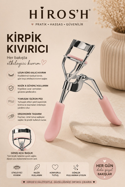 HİROS'H Lüks Kirpik Kıvırıcı 3 Kat Daha Güçlü Full Lash Curler Kirpik Kıvırma...