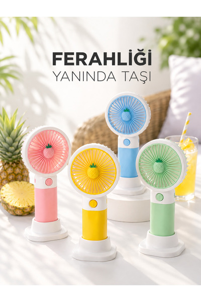 TechFix Şarjlı Mini El Ve Masa Fanı Çiçek Desenli Mini El Fanı