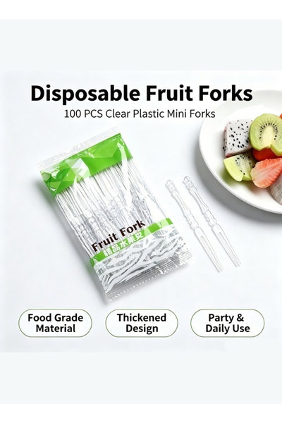 HAVFUN 100 PCs Of Disposable Fruit Forks, Transparent Plastic Fruit Skewers, ...