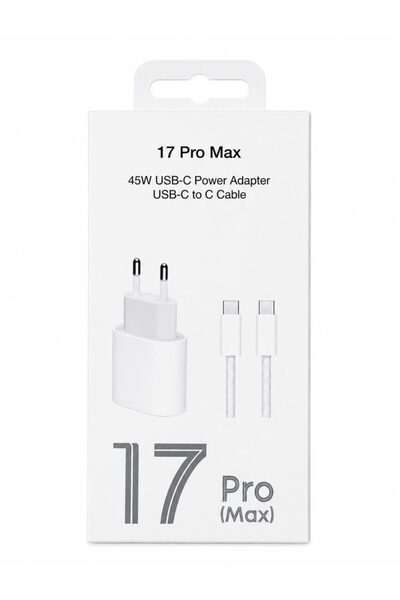 SOLGUN 45W USB-C ADAPTÖR TYPE-C TO TYPE-C KABLO IPHONE 17 PRO MAX ŞARJ SETİ