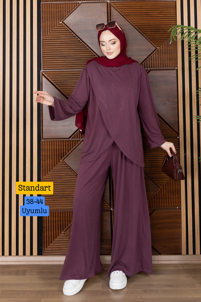 Balenbi Women's Modal Cupra Fabric Asymmetrical Cut Hijab Set 1224 Claret Red...