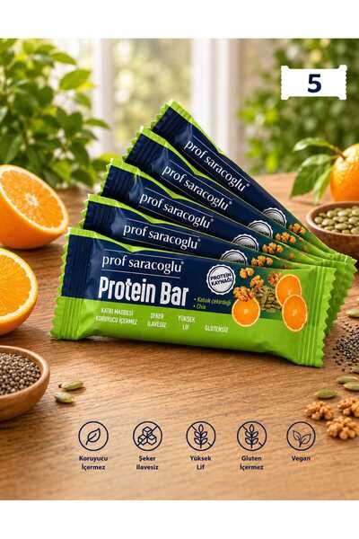 prof saracoğlu Protein Bar Kabak Çekirdeği İçeren 5 Adetlik Yüksek Lif Vegan ...
