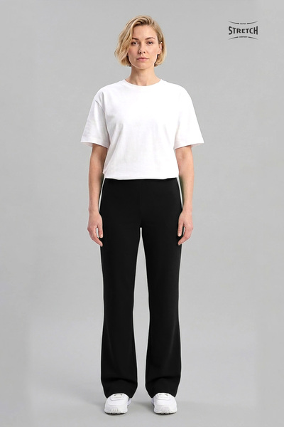 Cottonland Women's Chika Elastic Waist, High Waist, Lycra, Wide Leg, Flare Cu...