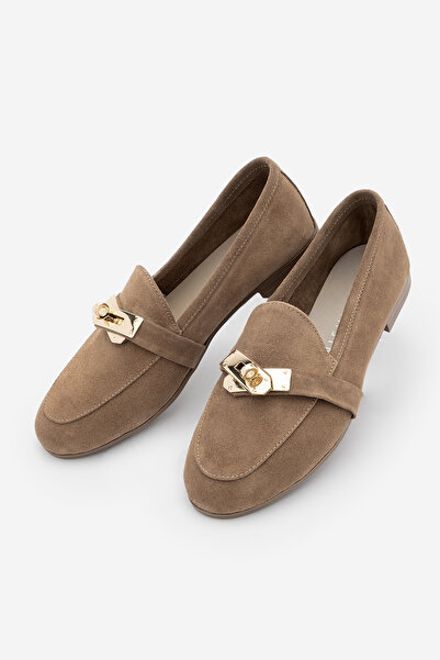 Marjin Dámské mokasíny z pravé kůže s přezkou, ležérní obuv Nador Camel Suede