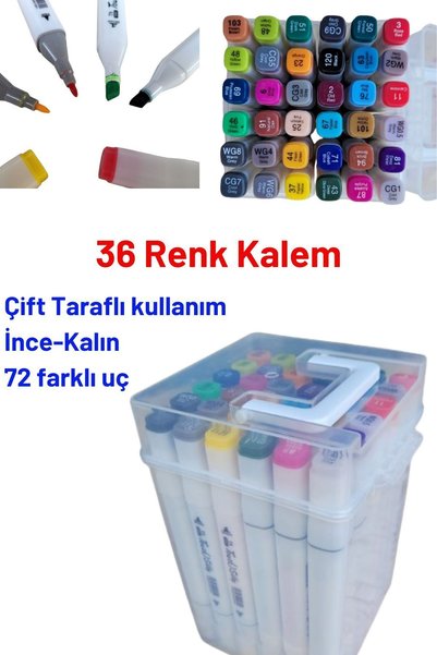 O&S Oyun ve Sanat Eğlen-Üret 36 Colors Felted Pen, Double Sided Marker Pen, Thick Fine Tip Spiral Pen, Phosphor Pen