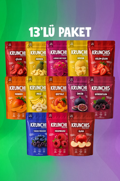 Krunchis Freeze Dried Meyve 13'lü Avantajlı Paket (Dondurularak Kurutulmuş Me...