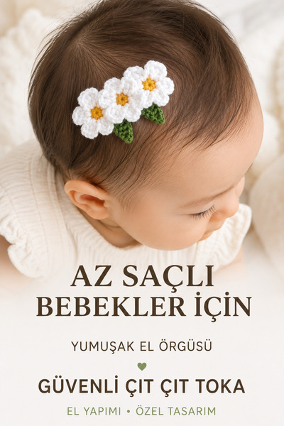 ELYTA KALİTEYİ UCUZA AL Papatya Saçsız Bebek Tokası 2 adet – Yenidoğan Kız Be...