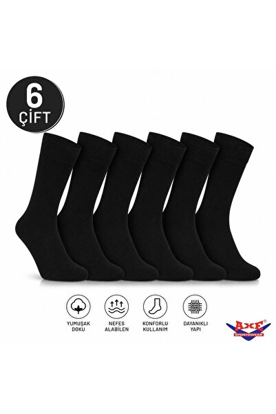 AXE SPORTSWEAR Men's Black Cotton 6-Piece Long Socks