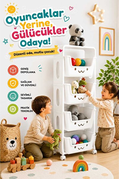 DEKOZUM RENKLİ DÜŞLER Oyuncak Dolabı Oyuncak Saklama Kutusu Oyuncak Box Çok A...