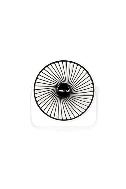 HEPU HP-F02 USB Şarjlı Sessiz Masaüstü Mini Fan – 360° Dönebilen Gövde 3 Kade...