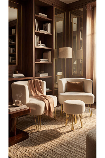 AY CONCEPT Elegance 2'li Çay Seti Berjer Ve Puf Takımı