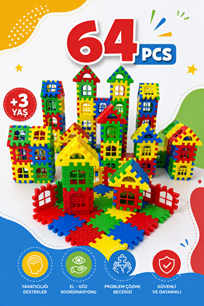 Lemut Puzzle City 3d Yapı Ve Tasarım Blokları 64 Parça Eğitici Oyuncak