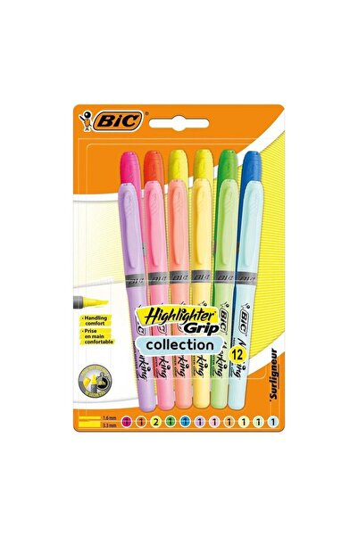 Bic Pastel 6 Pastel 6 Vibrant Colors 12 Pieces Highlighter Pen - With Blister