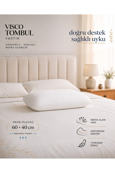 ce home collectıon Ortopedik Visco Tombul Yastık 40x60x15 cm Boyun Destekli H...