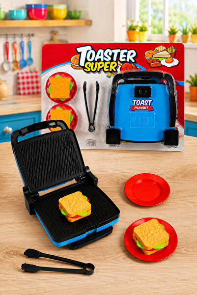 FunkyCraft Oyuncak Tost Makinesi Seti Çocuk Mutfak Oyuncağı Tost Yapma Seti 6...