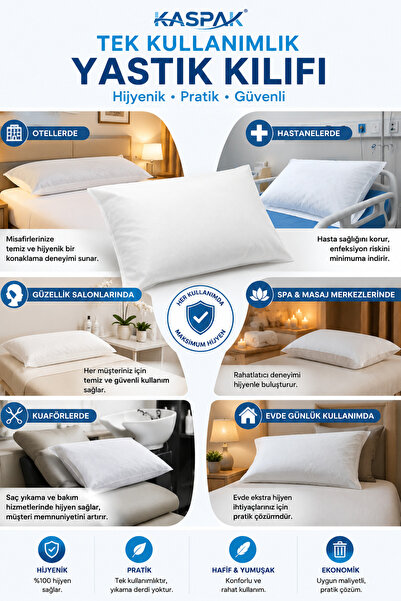 kaspak Disposable Pillow Case / 70*50 20 Cm / 5 Pieces with Cover