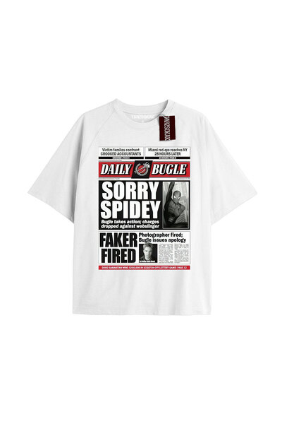 TIMESWASTINGIRL Μπλουζάκι Spider-Man με εκτύπωση εφημερίδας, μοντέλο No Way Home
