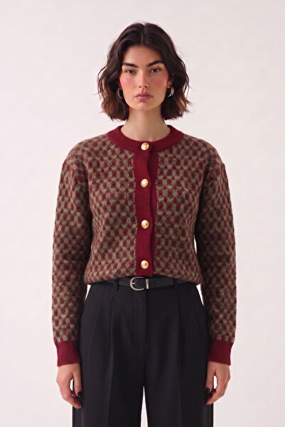 Lysven Solea RETRO DESENLİ GOLD DÜĞMELİ HIRKA