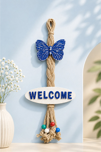Uğur Kelebek Dekoratif Welcome Kapı Duvar Süsü