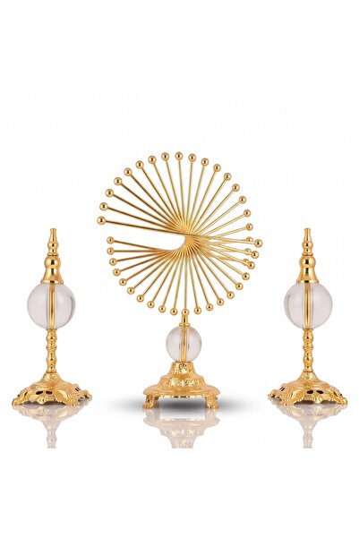 asellus 3 'lü Lüks Gold Spiral set Masa Dekoru - Modern Tasarımlı Dekoratif A...