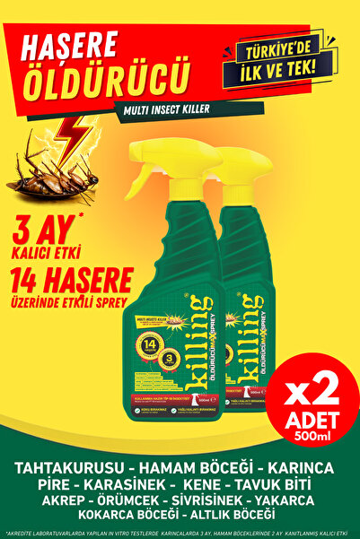 Killing Max Sprey 2’li Eko Set – Böcek İlacı 14 Haşereye Etkili, Karınca 3 Ay...