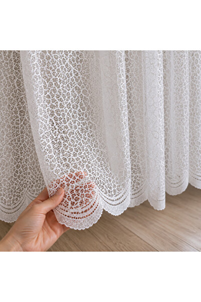 SAYDEMİR HOME Perdea din tul tricotată cu model de pânză de păianjen pentru c...