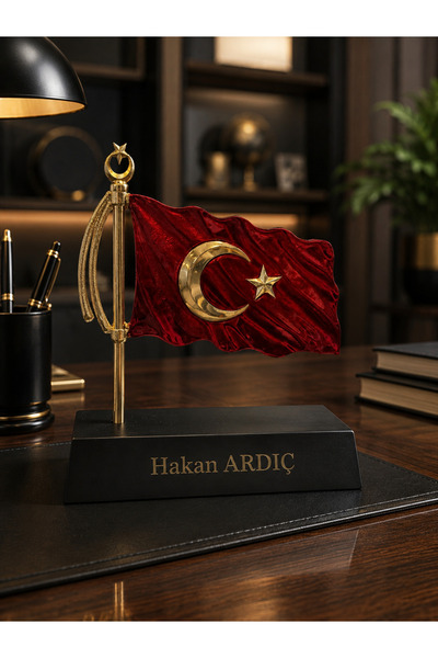 Eksero İsme Özel Türk Bayraklı Masa Bayrağı – Ofis ve Makam Hediyelik