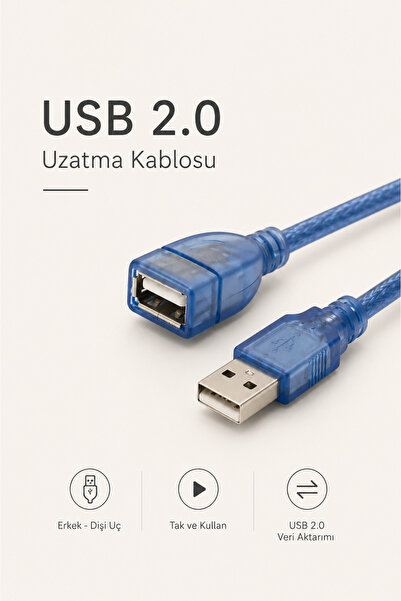 MVLH USB Uzatma ve Uzatıcı Ara Kablo - 1.8 Metre Yüksek Hızlı Extension