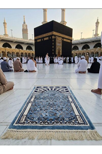 AL HARAMAIN SOUVENIR 002_Mavi-14 mm /2200 Gr yumuşak Sık Dokuma Ravza Seccade