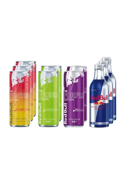 Red Bull Energy Drink Variety Pack – 3 Fuji Apple, 2 Green, 2 Purple & 3 Orig...
