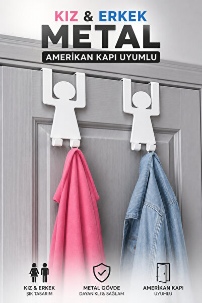 VENON Mini BEYAZ Set 6 Cm Metal Amerikan Kapı Arkası Askılık Kadın Ve Erkek F...