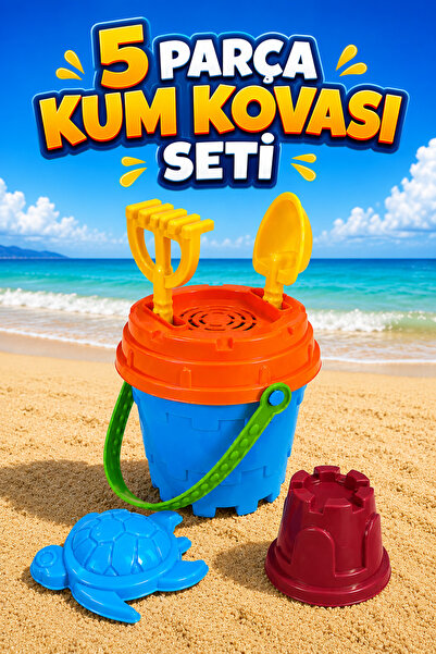FunkyCraft Küçük Boy Yuvarlak Kum Kovası Seti 5 Parça Plaj Oyuncağı Kova Küre...