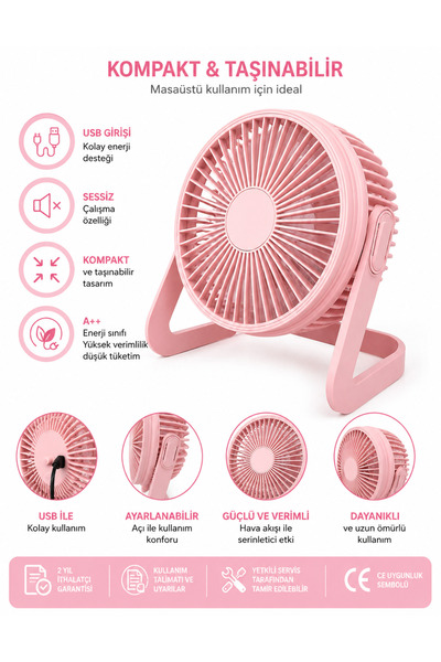 SPRANGE Masa Üstü Klima USB Girişli Sessiz Taşınabilir Mini Fan USB Vantilatö...