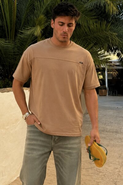 Madmext Cappuccino Oversize Men's T-Shirt 6196