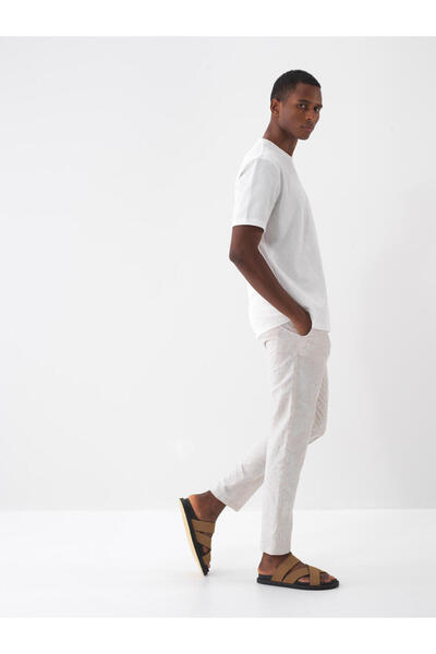 Xint Erkek Taş Rengi Regular Fit Keten Jogger Pantolon