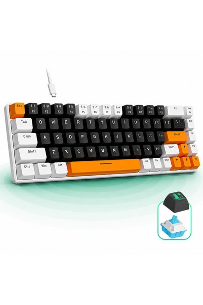 Timebox Tastatură mecanică de gaming, iluminare din spate RGB 60%, comutator ...